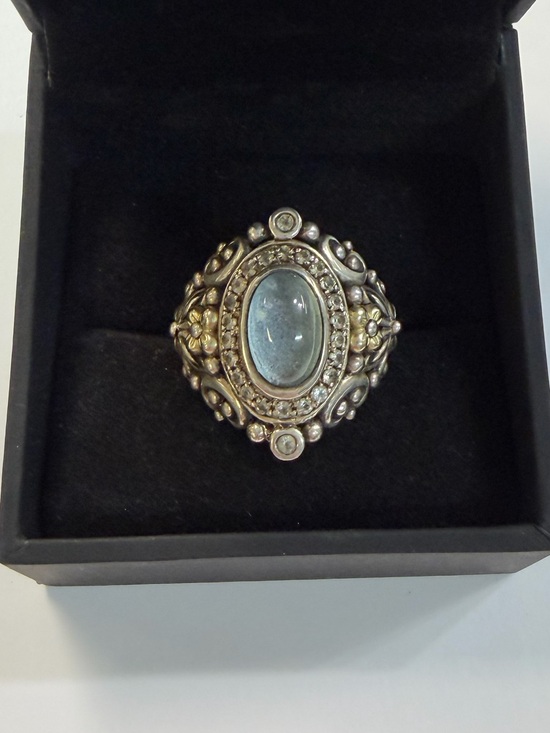 Barbara Bixby Jewelry - Barbara Bixby 18k & Sterling Silver Shangra-la Blue & White Sapphire Ring Sz 11
